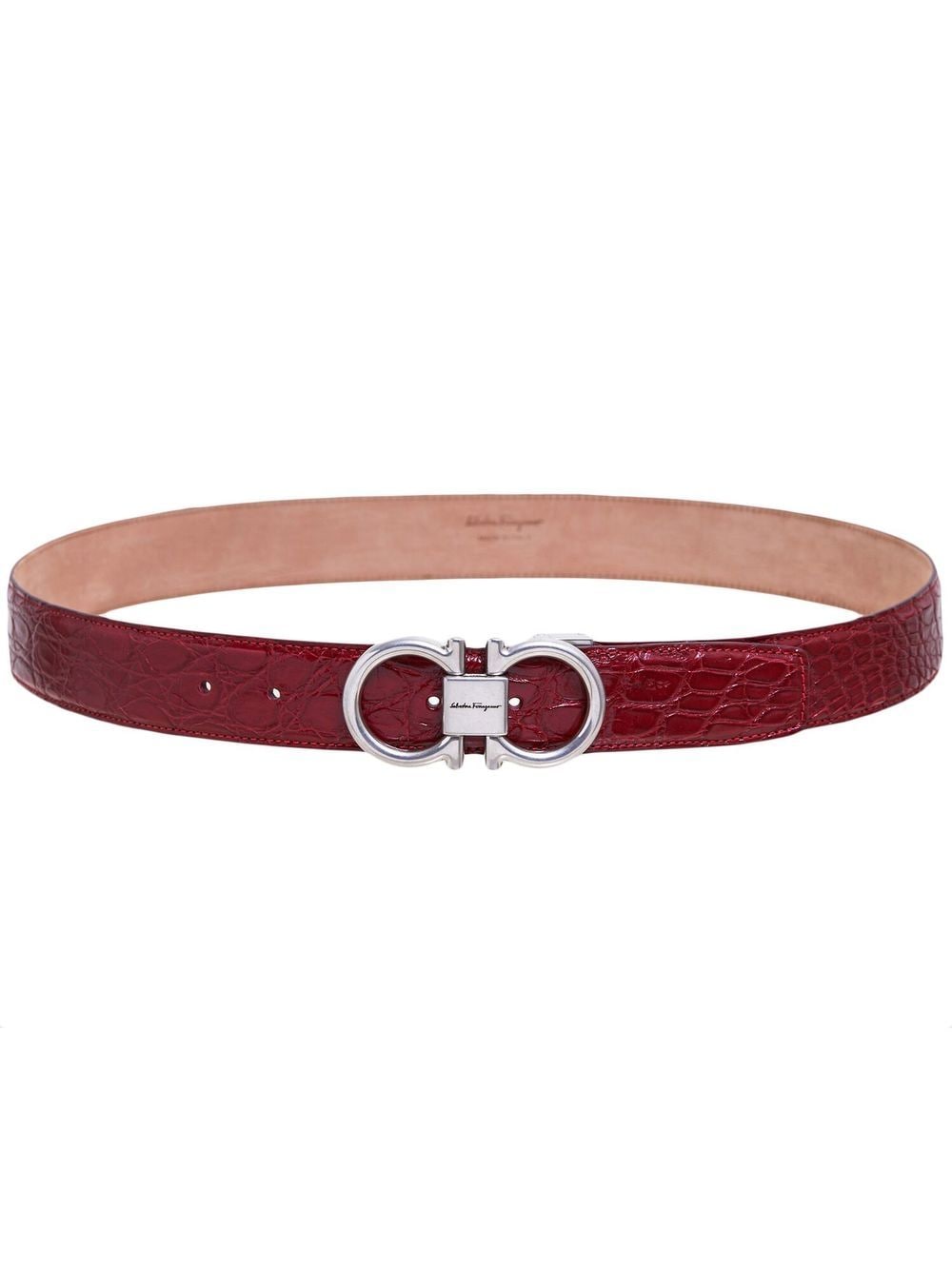 Shop Ferragamo Gancini-buckle Adjustable Belt In Red