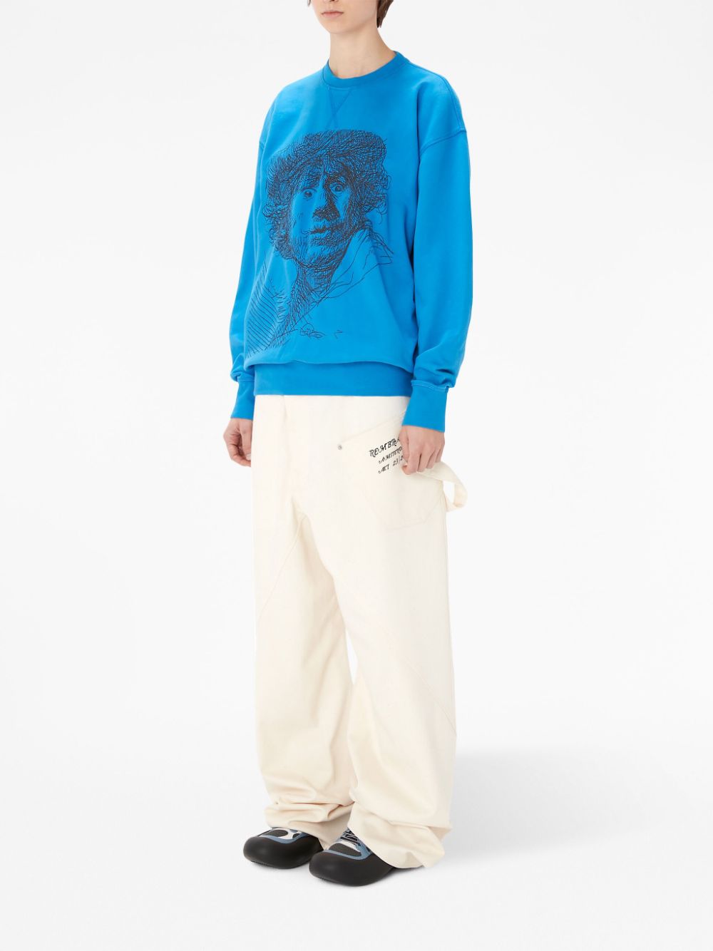 Shop Jw Anderson Rembrandt Embroidered Sweatshirt In Blue