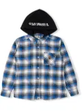 A BATHING APE® hooded check shirt - Blue