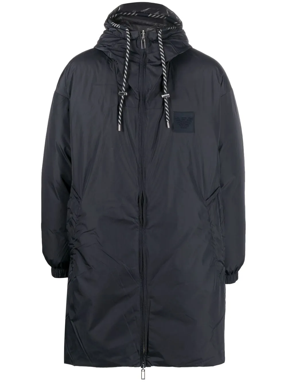 

Emporio Armani logo-patch hooded down coat - Blue