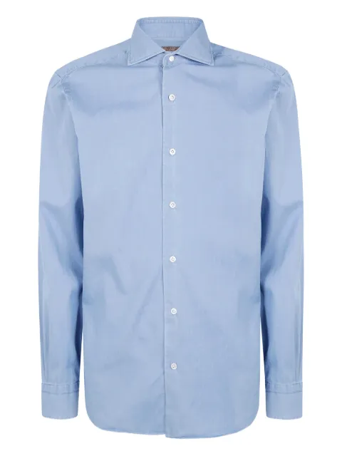 Barba spread-collar denim shirt