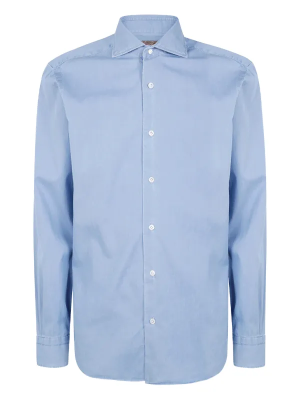 Barba Spread-collar Shirt in Blue