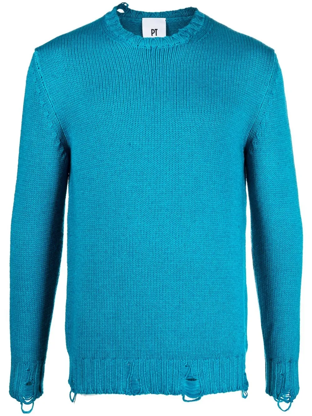 

PT Torino distressed virgin wool jumper - Blue