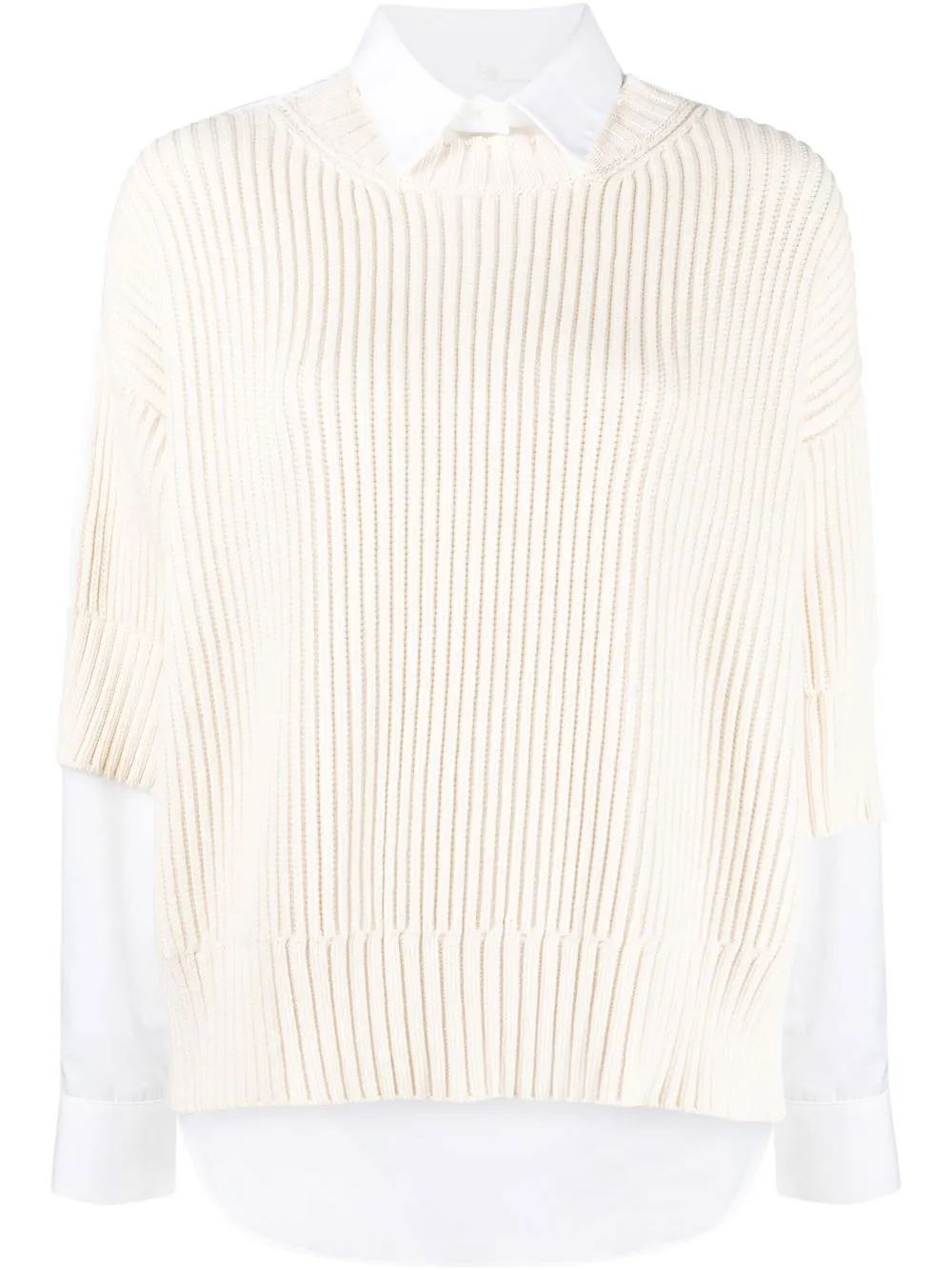 

Fabiana Filippi knit-layered long-sleeved shirt - White