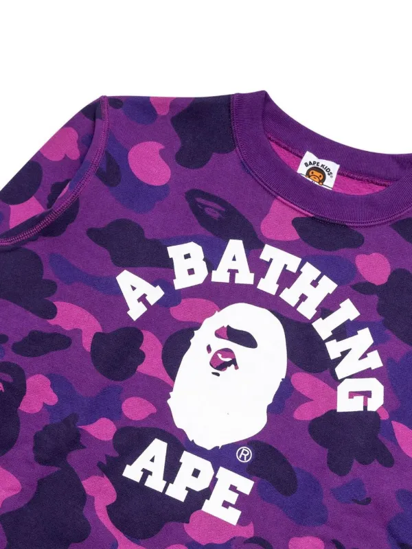 希少】bape color camo college crewneck 紫-