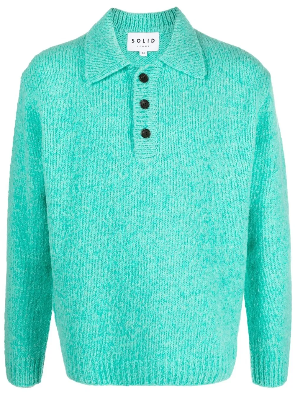 

SOLID HOMME polo-collar wool-blend jumper - Green
