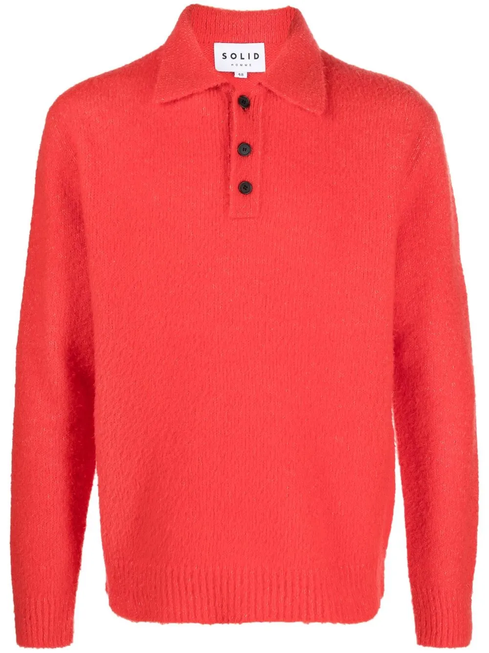 

SOLID HOMME suéter con cuello de playera tipo polo - Rojo