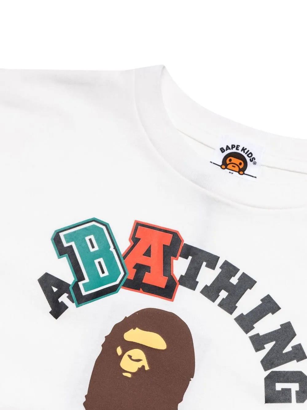 A BATHING APE® Multi Font College "White" Crew Neck Tshirt Farfetch