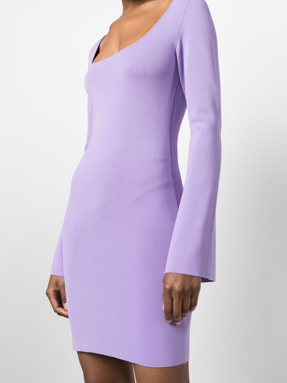 Shop P.a.r.o.s.h Abito Bell-sleeve Mini Dress In Purple