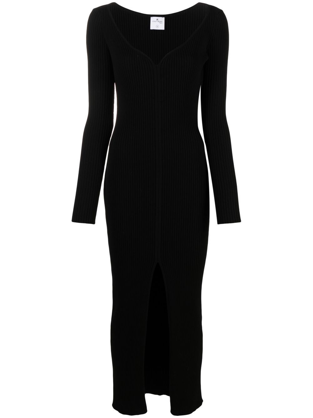 Courrèges Ribbed-knit Long Dress In Black
