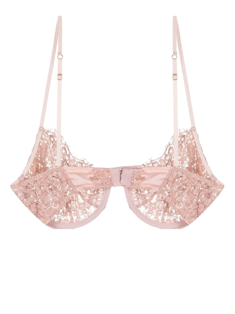 Shop Kiki De Montparnasse Beaded Lace Demi Bra In Blush