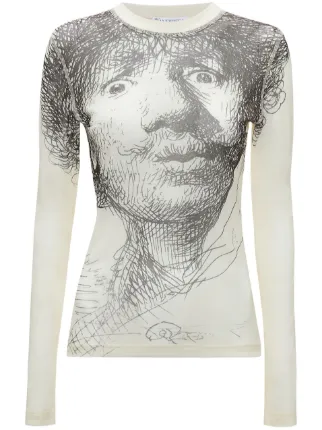 JW Anderson Rembrandt long-sleeved Mesh Top - Farfetch