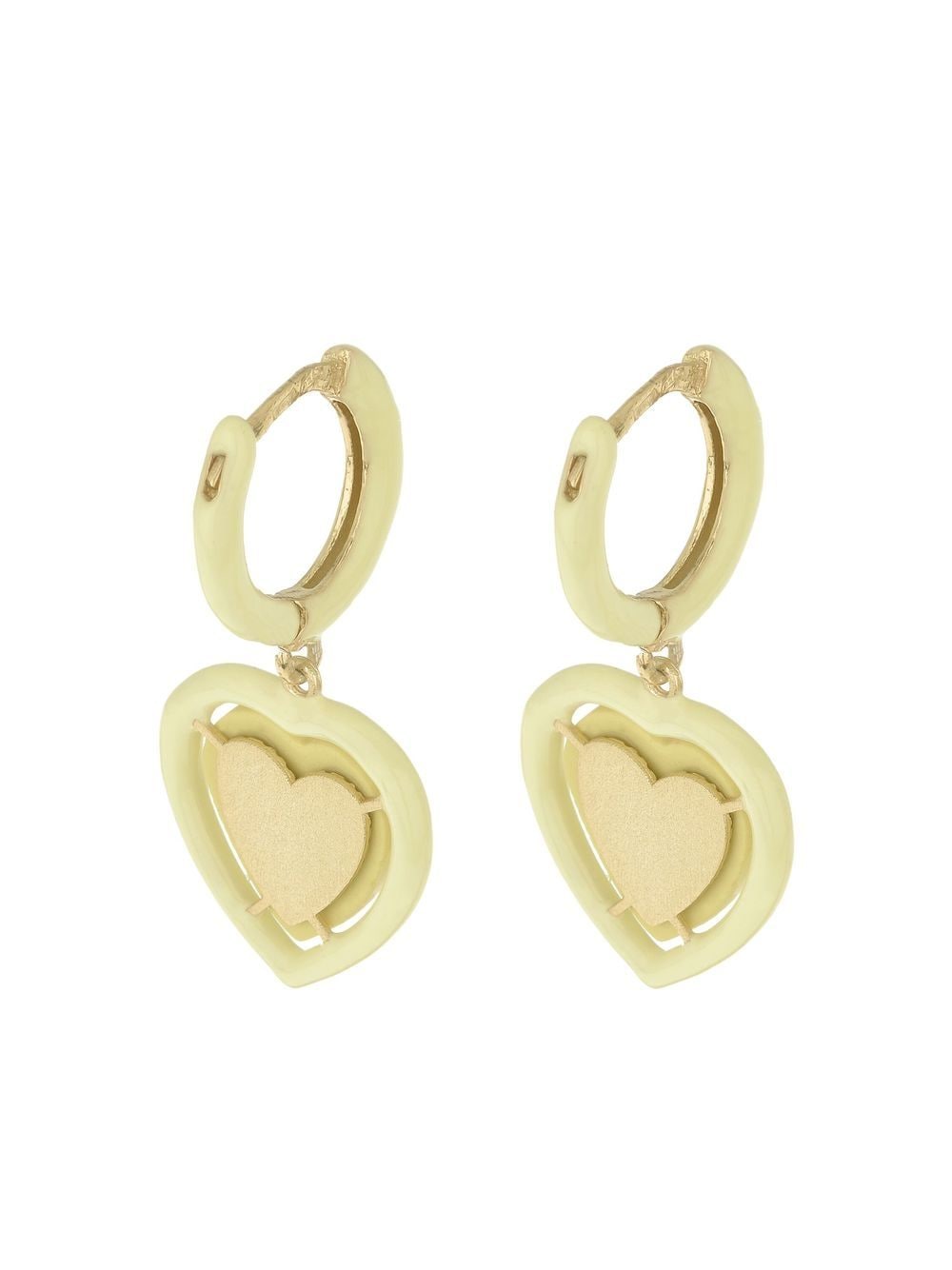 Shop Cameo & Beyond Heart Enamel-charm Hoop Earrings In Gold