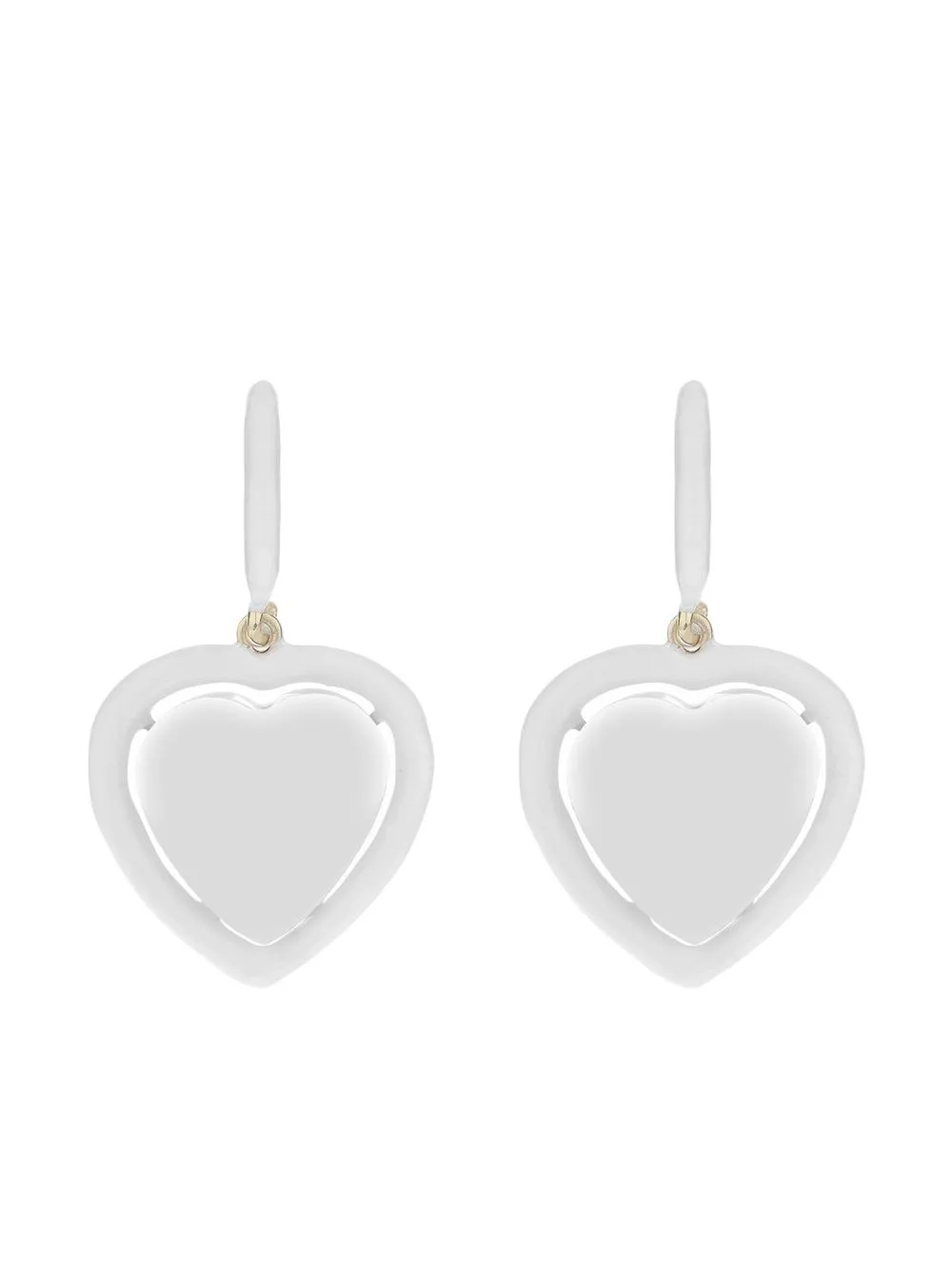 Cameo & Beyond heart-charm drop hoop earrings