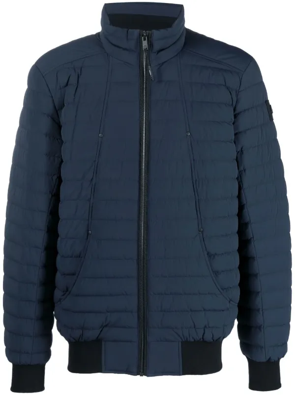 Navy padded shop bomber jacket