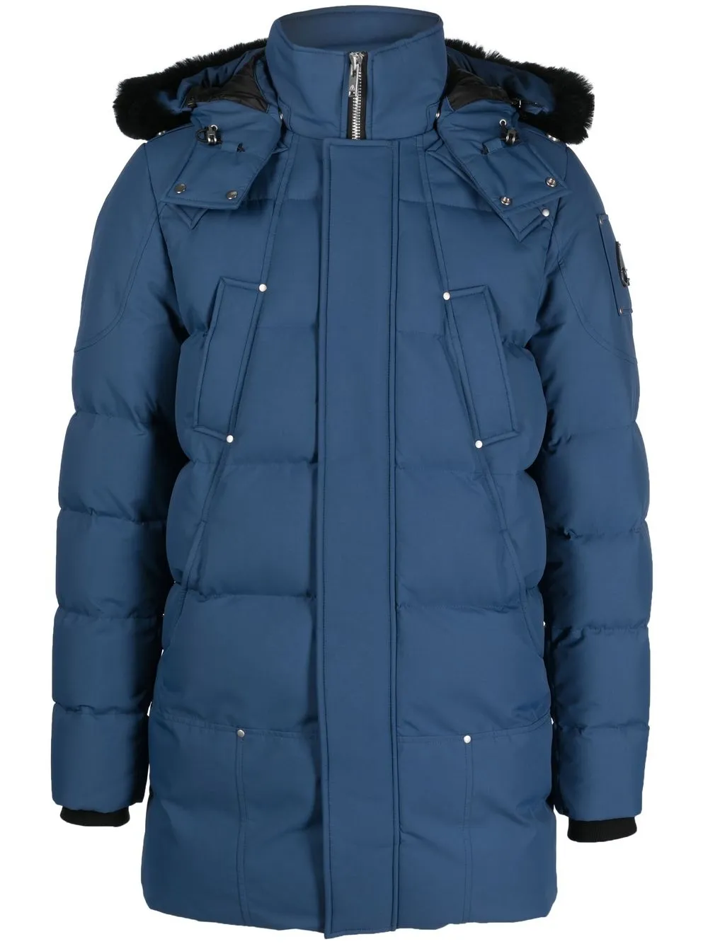Moose Knuckles Fur-trimmed Cloud 3q Down-padded Jacket In Blue