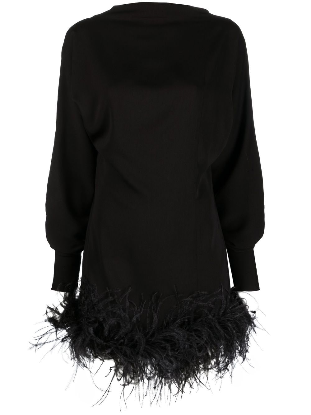 16arlington Flora Feather-trim Minidress In Black