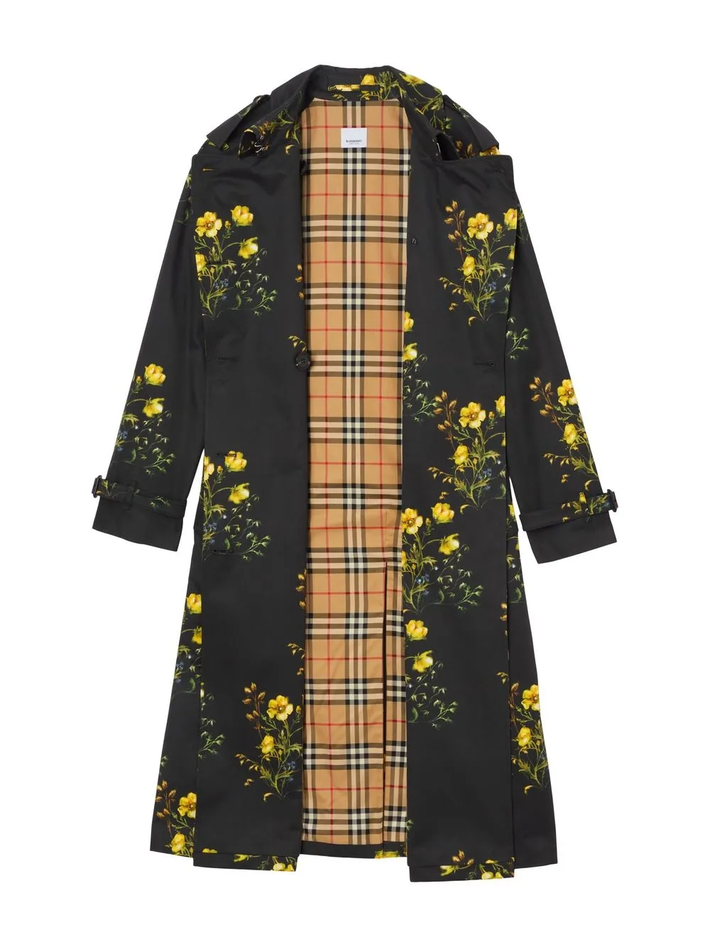 Spring 2005 Burberry Runway & Ad Campaign Blue & White Floral Print Full Cut Linen Trench Coat