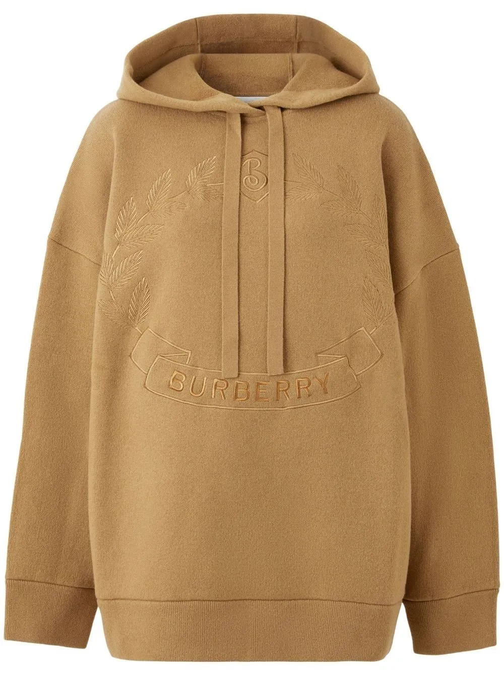 Burberry Cristiana Crest Knit Hoodie In Neutrals
