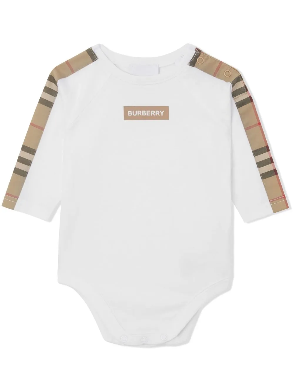

Burberry Kids check-stripe bodysuit - White