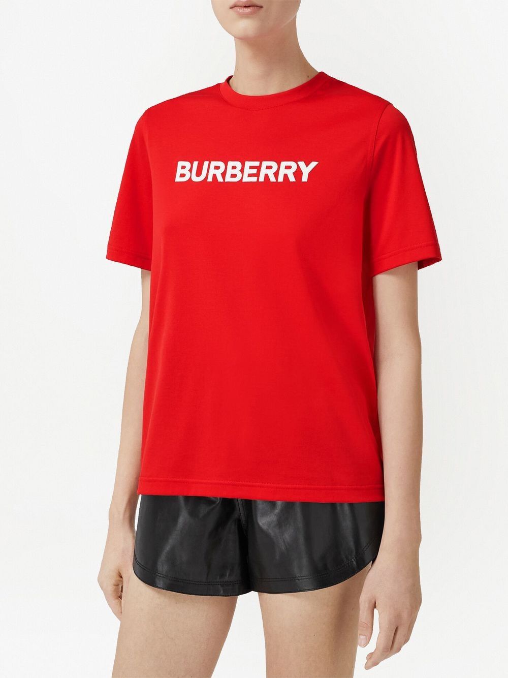 Burberry Organic Cotton Logo Print T-shirt In Red | ModeSens