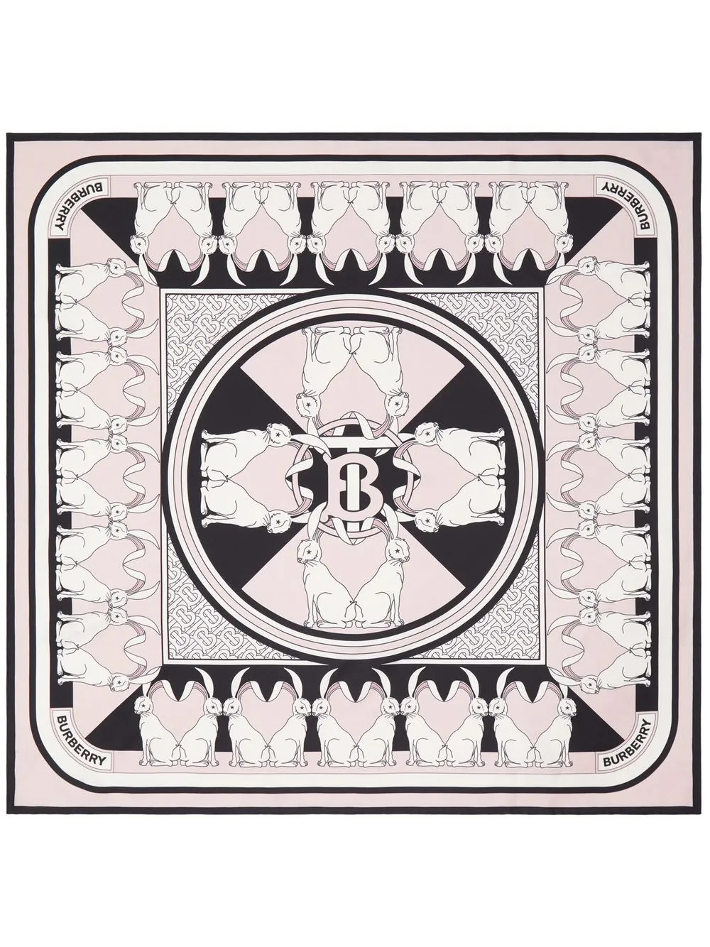 

Burberry rabbit-print silk square scarf - Pink