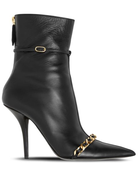 Burberry chain-detailed leather ankle boots Women