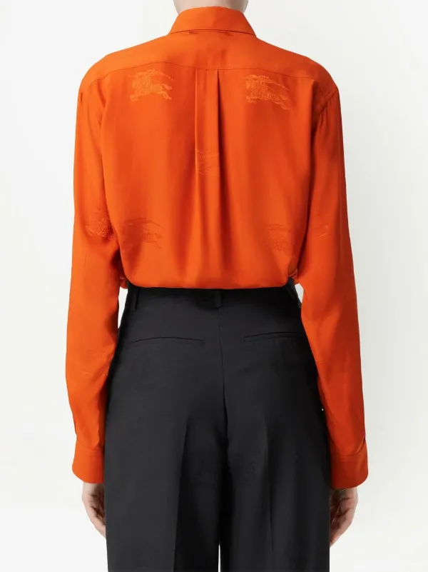 Burberry logo-embroidered long-sleeve Shirt | Orange | FARFETCH