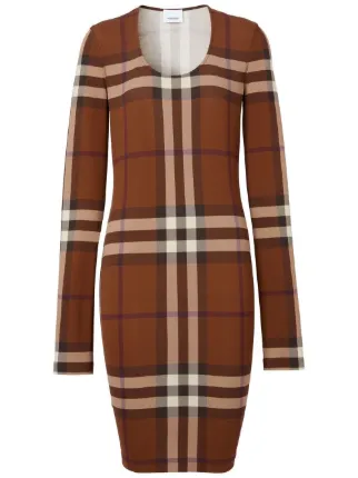 Burberry Exaggerated-Check Jersey Dress | Brown | FARFETCH GE
