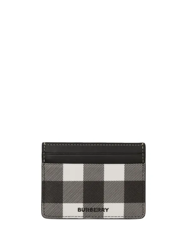 Burberry Exaggerated-Check Leather Card Case Black
