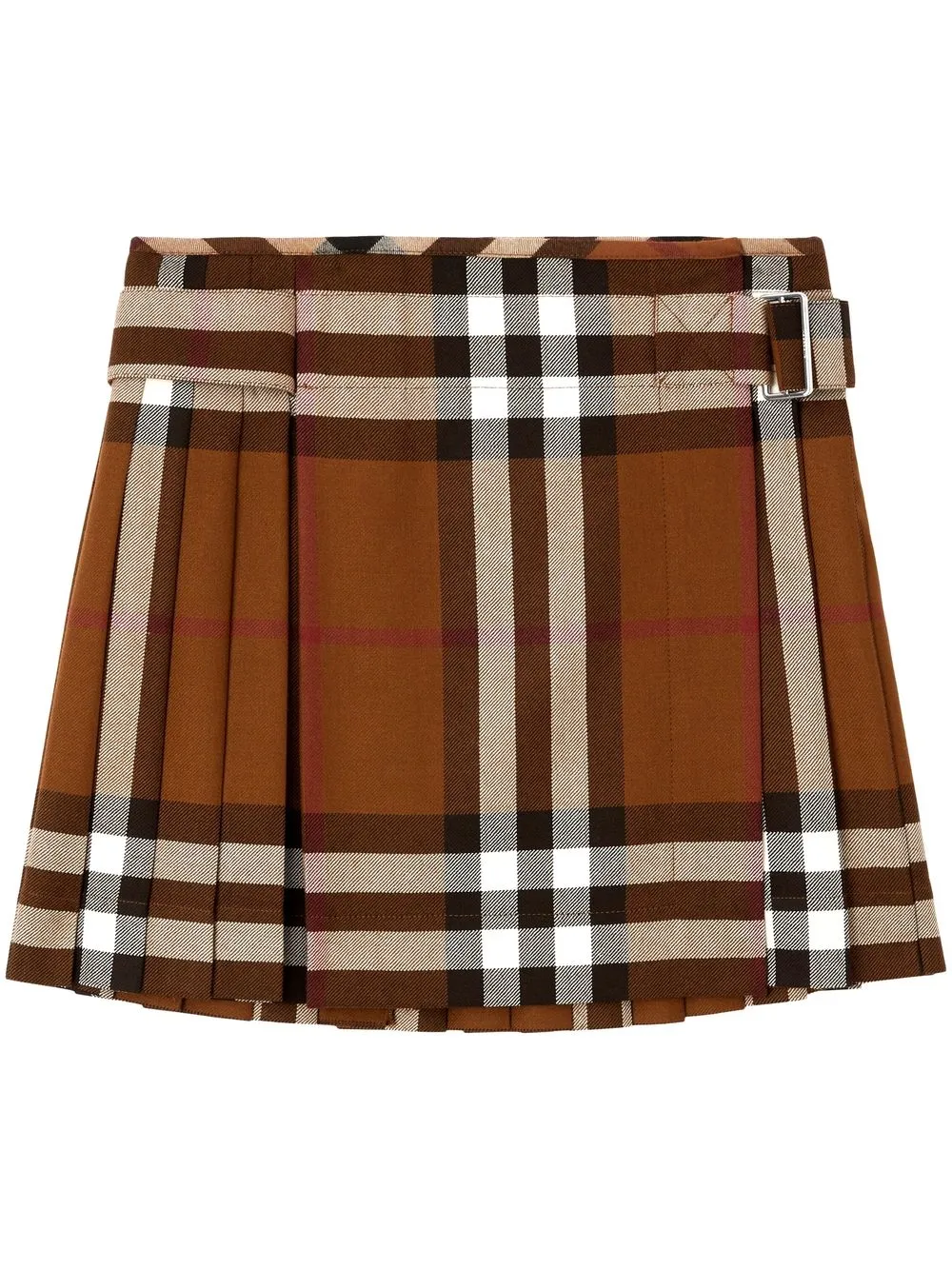 BURBERRY CHECKED PLEATED WOOL MINI SKIRT