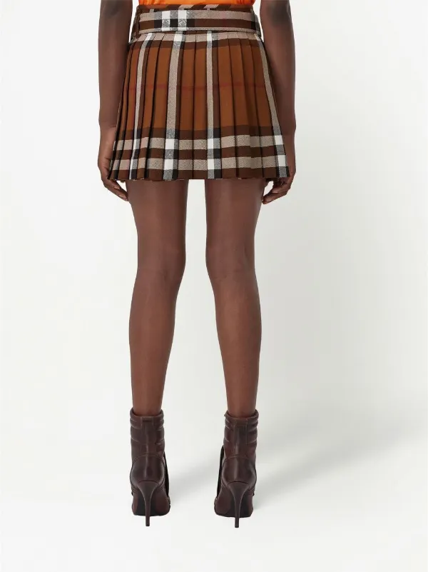 Brown plaid outlet pleated mini skirt