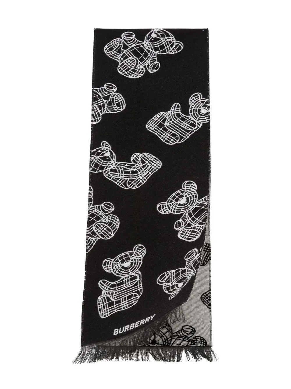 

Burberry Kids Thomas Bear jacquard scarf - Black