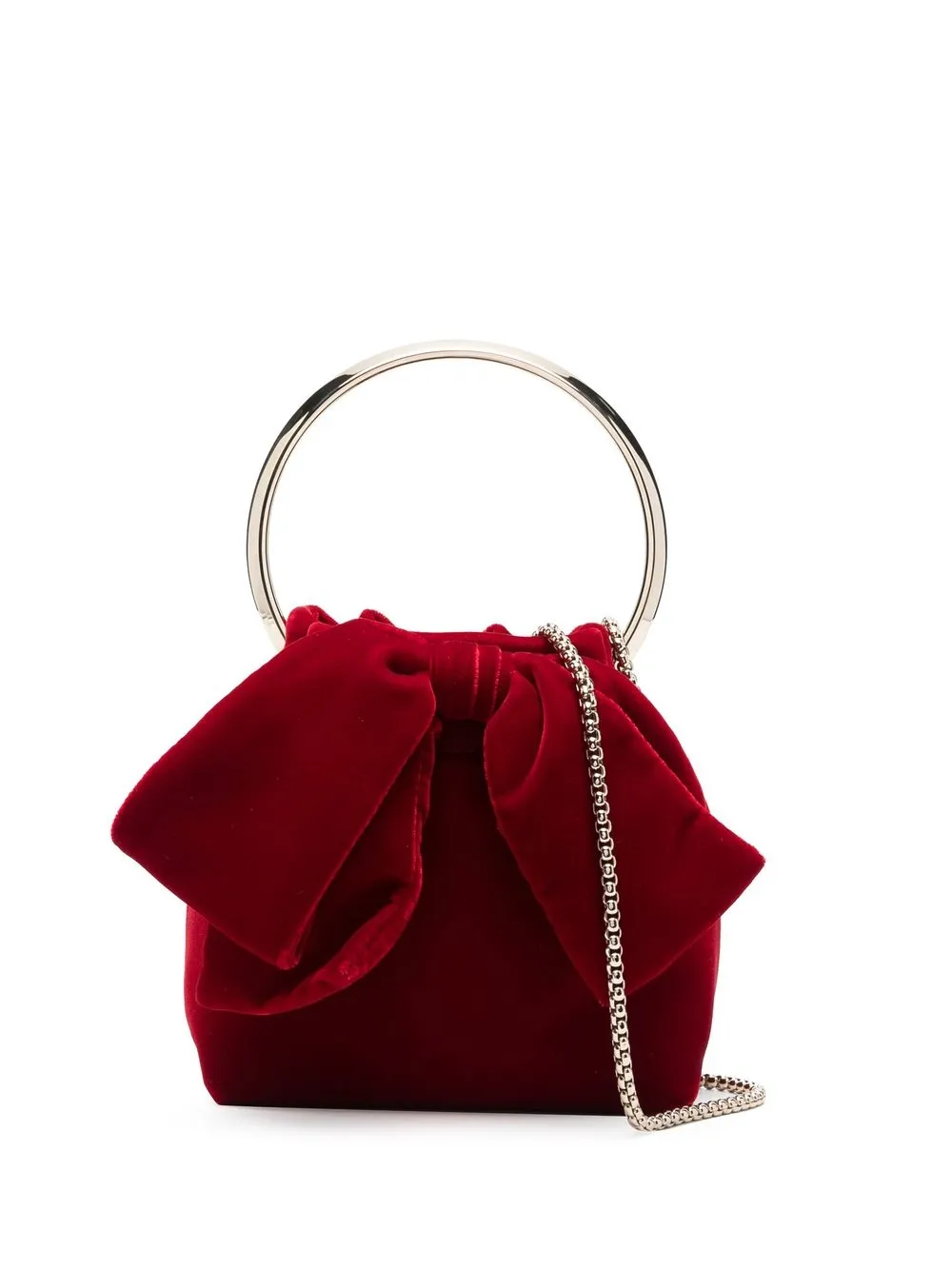 

Jimmy Choo velvet bow bucket bag - Red