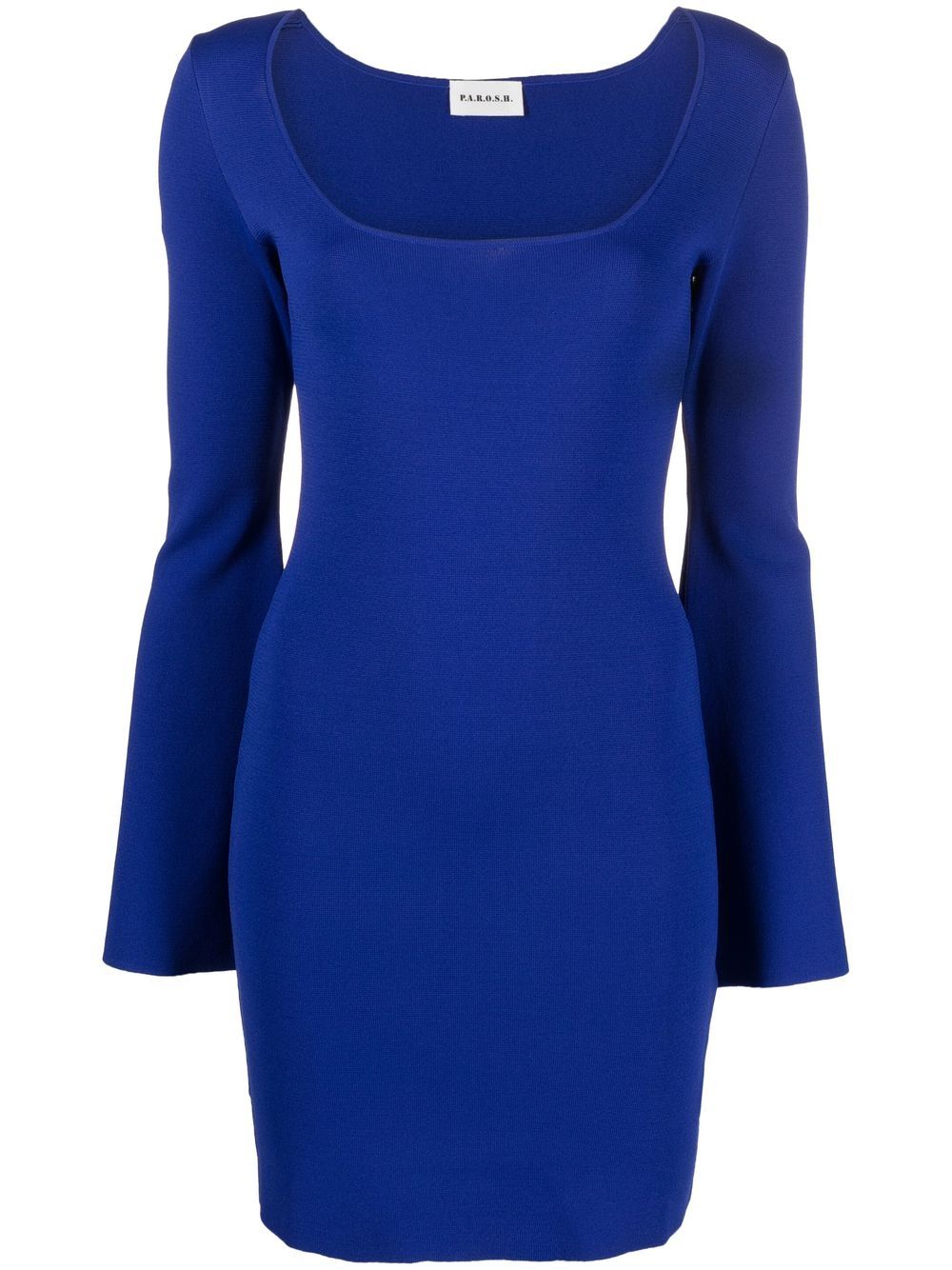 P.a.r.o.s.h Knitted Long-sleeved Mini Dress In Blau