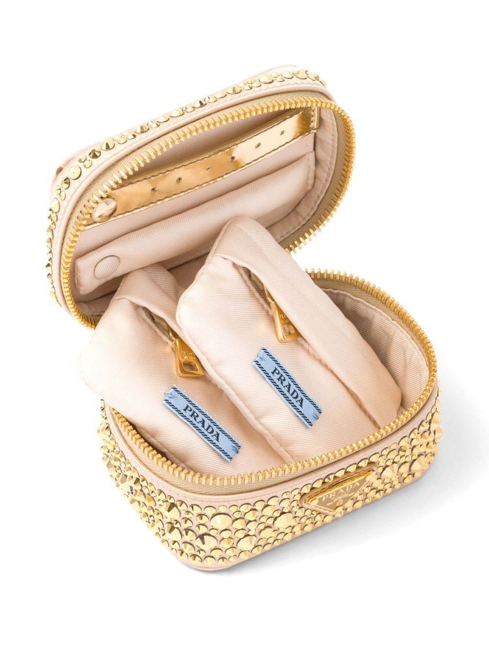 Shop Prada Crystal-embellished Satin Beauty Case In Neutrals