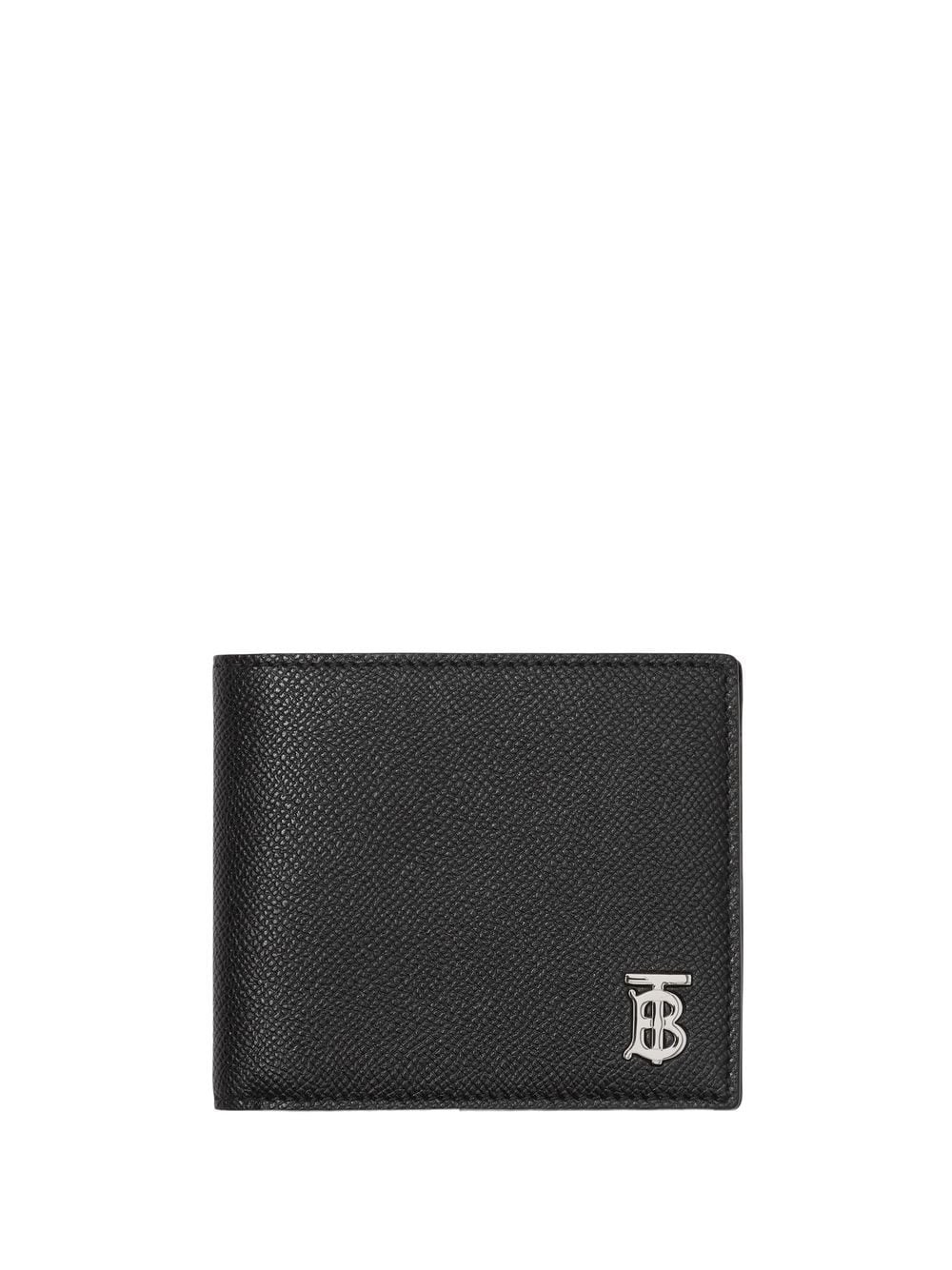 Shop Burberry Logo-plaque Grainy-leather Wallet In Black