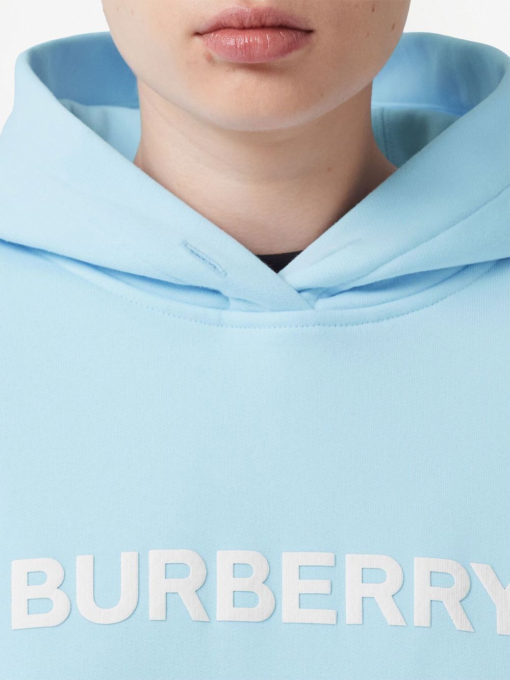 Burberry Logo Print Cotton Hoodie Pale Blue Men's - SS22 - US