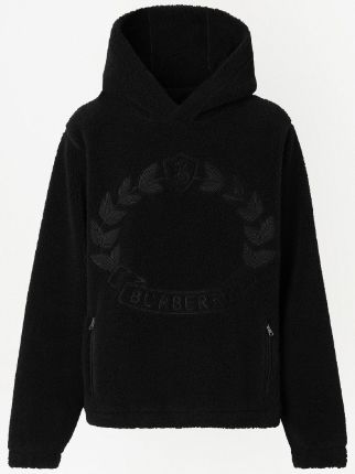 Burberry Oak Leaf Crest Embroidered Fleece Hoodie Farfetch