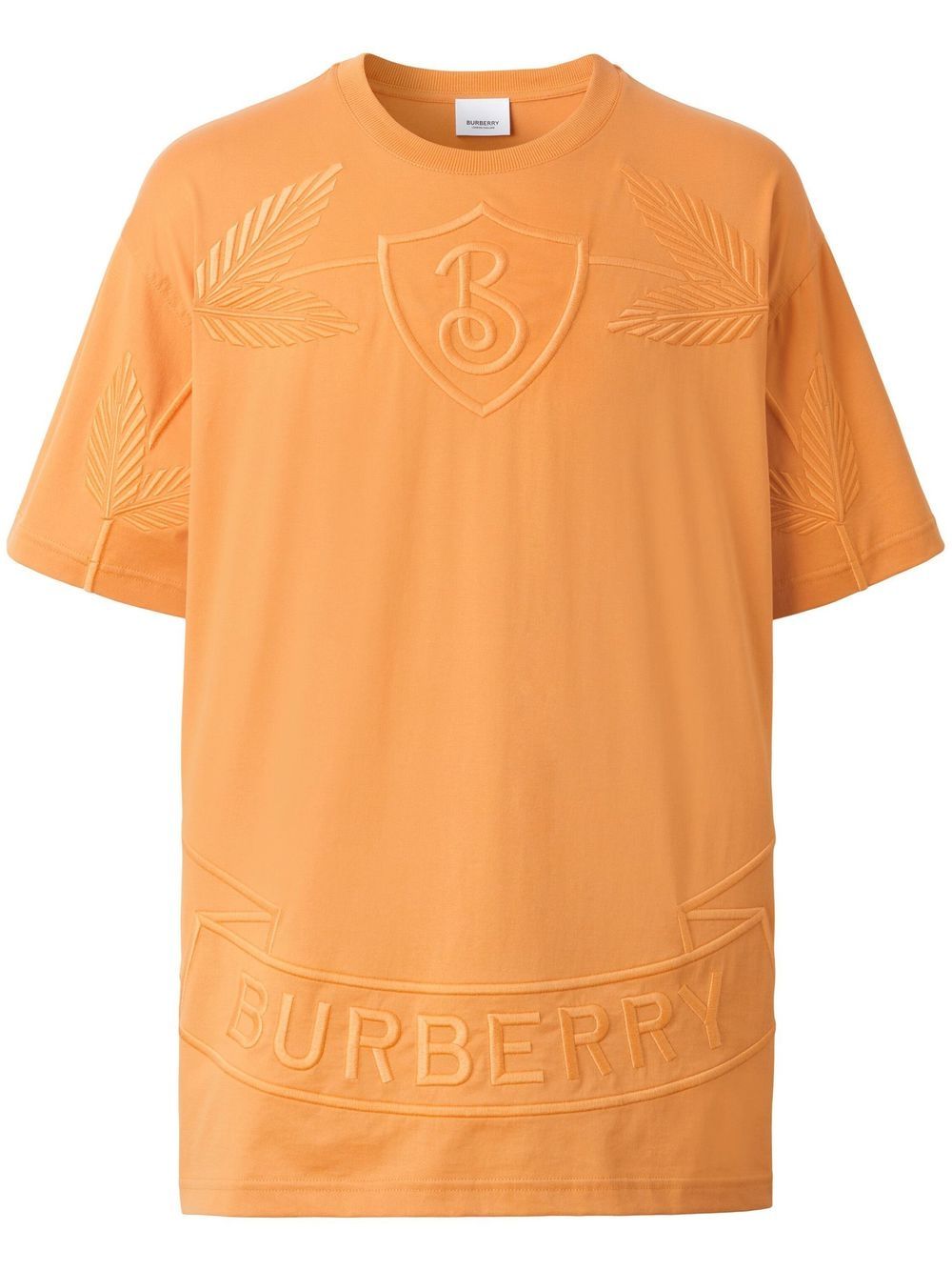 Shop Burberry Oak Leaf Crest Embroidered T-shirt In Orange