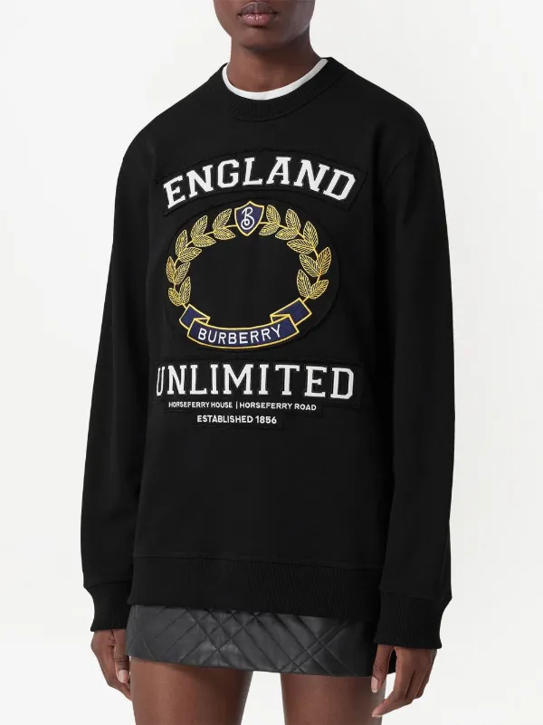 Burberry College Graphic Cotton Oversized Sweatshirt Black FARFETCH AM