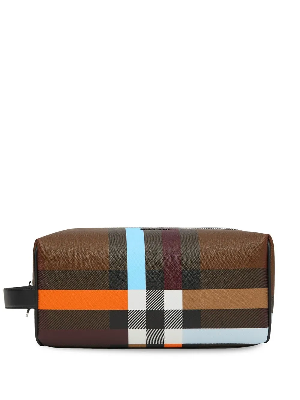 

Burberry check-print leather travel pouch - Brown