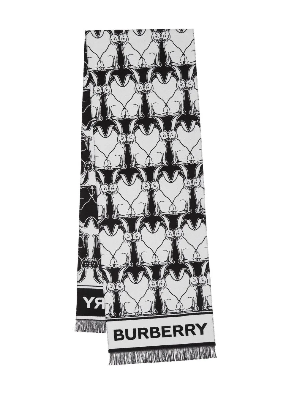 

Burberry Rabbit jacquard wool-silk scarf - Black
