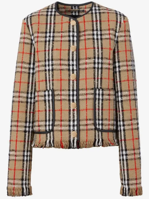 Burberry Vintage-Check Bouclé collarless jacket