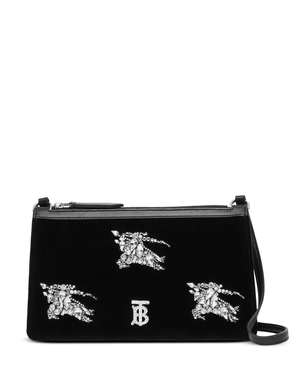 

Burberry crystal-embellished mini velvet bag - Black