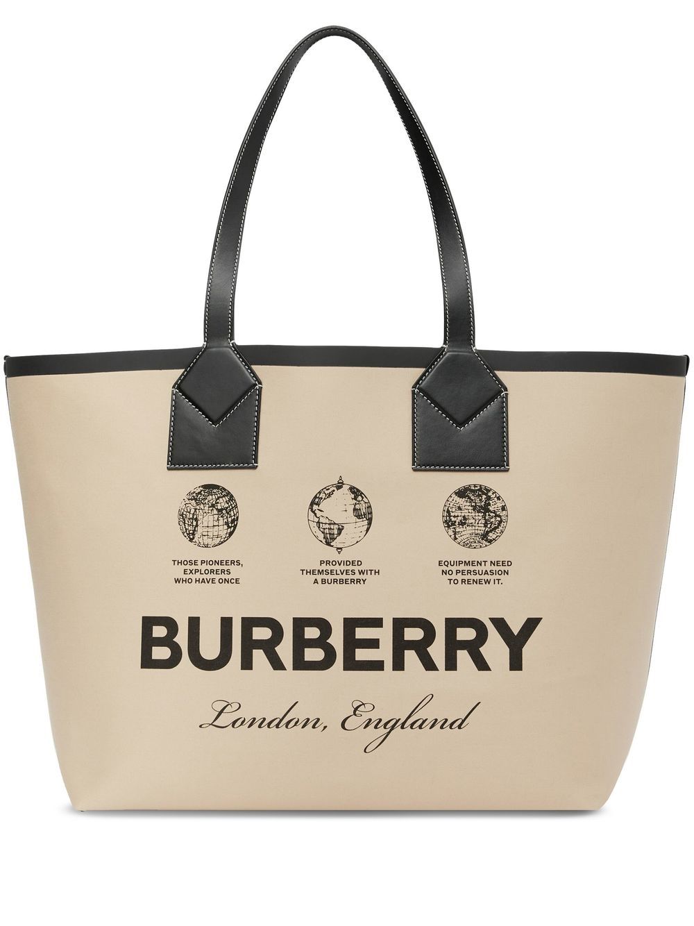 Burberry Logo-print Cotton Tote Bag In Neutrals