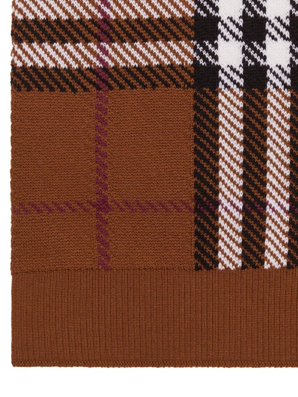 Shop Burberry Check Wool-blend Knitted Scarf In Brown
