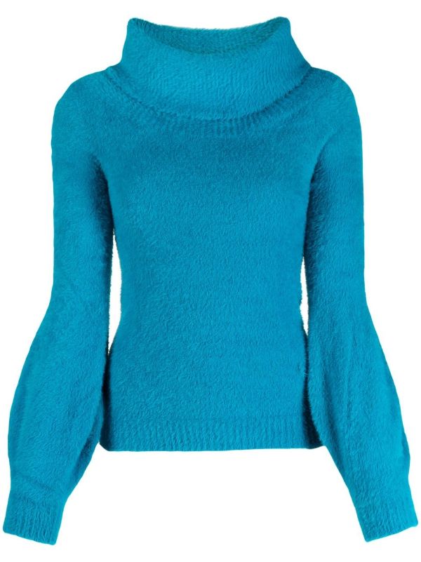 puff sleeve polo neck