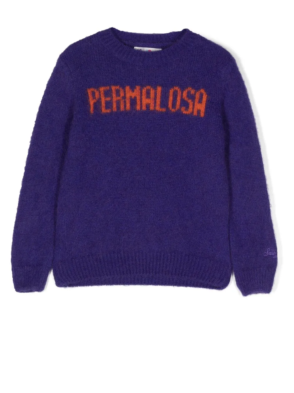 

MC2 Saint Barth Kids slogan intarsia-knit jumper - Purple
