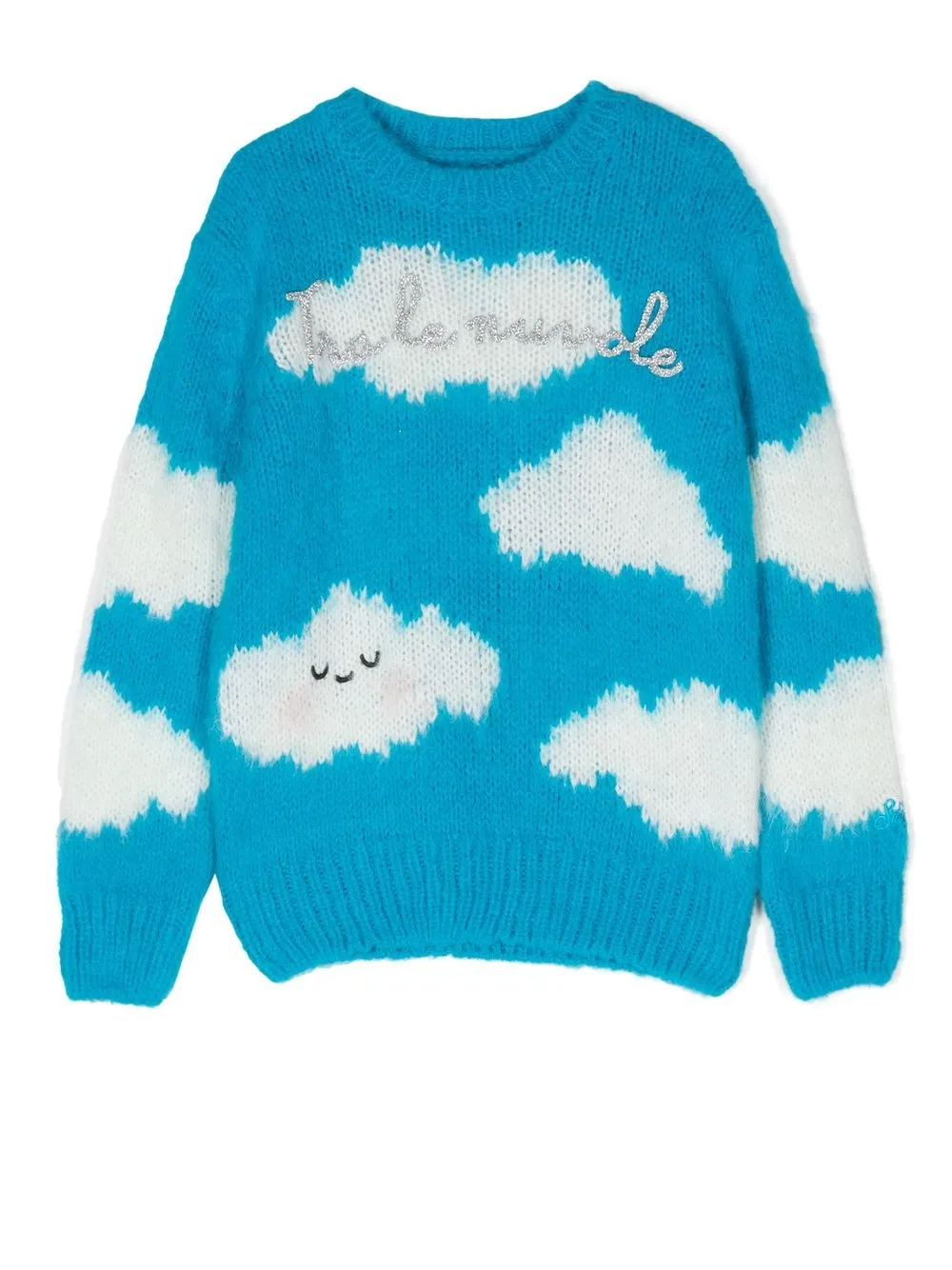 

MC2 Saint Barth Kids slogan-embroidered knit jumper - Blue